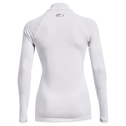 Under Armour Womens Authentics Mock Neck T-Shirt, White (100)/Black, Medium