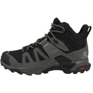 Salomon X Ultra 4 MID Gore-TEX Hiking Boots for Men, Black/Magnet/Pearl Blue, 9