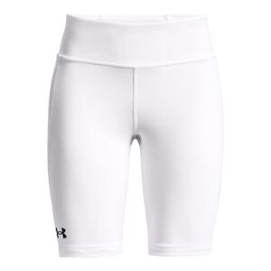 under armour girls' utility slider 21 shorts, white (100)/black, youth x-large