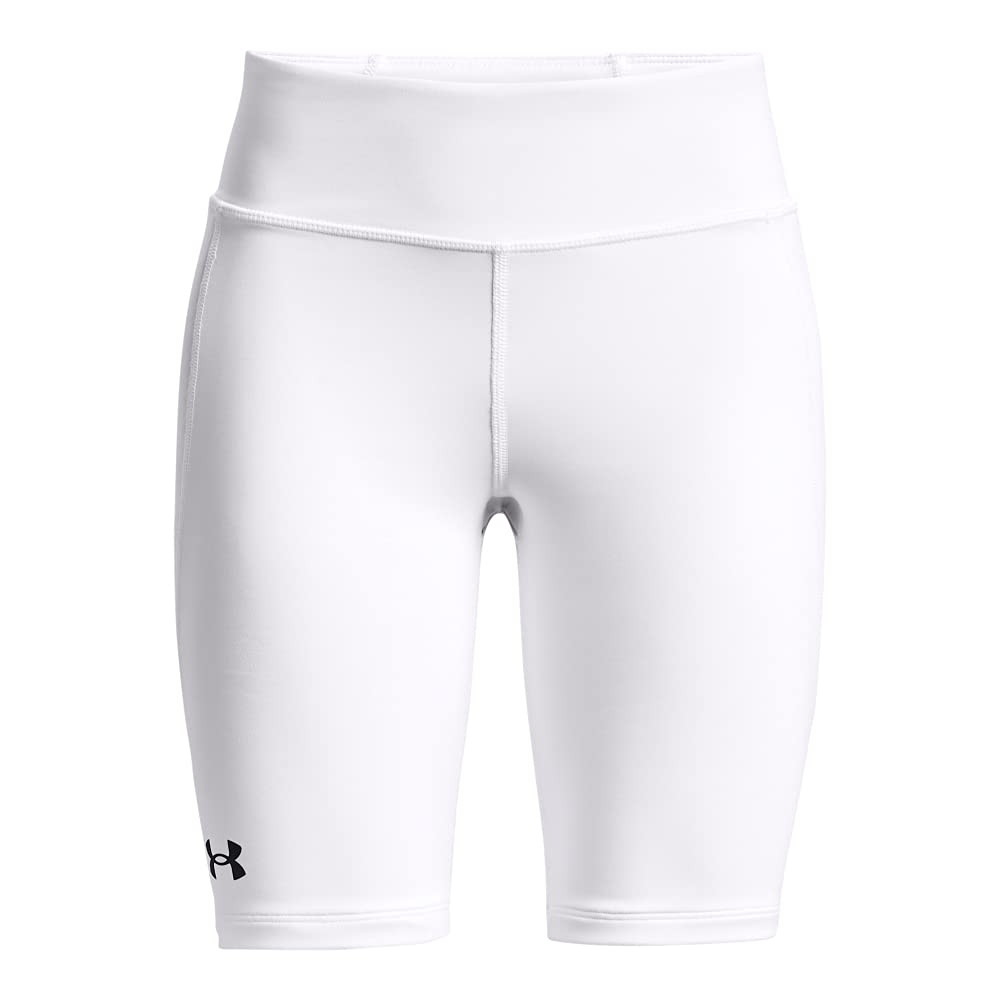 Under Armour Girls' Utility Slider 21 Shorts, White (100)/Black, Youth X-Large