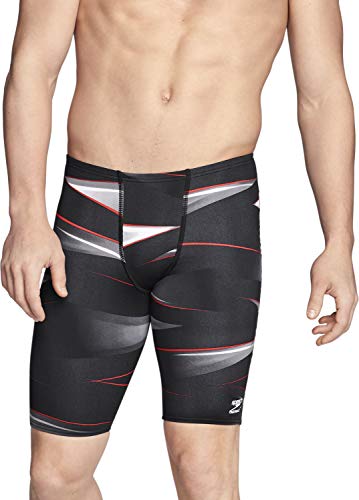 Speedo Men's Standard Swimsuit Jammer Endurance+ Printed Team Colors, Infinite Red, 30