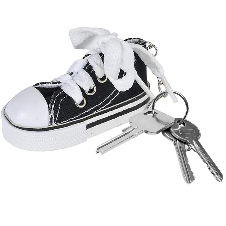 The Dreidel Company Sneaker Keychain, Cloth Material Shoe with Key Chain, Assorted Colors (3-Pack)