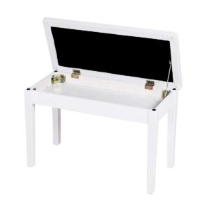 GOFLAME Duet Piano Bench, White, Padded Cushion, Solid Wood Construction, Hidden Music Storage, 29.5" x 14" x 19.5"