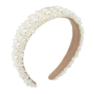 mhdgg faux pearl headbands for women white bling rhinestones hairbands bridal hair hoop wedding accessories for girls