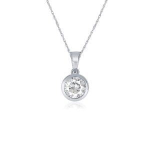 La Joya Sterling Silver Diamond Necklace For Women | Lab Grown 1/6 CT. TW. Bezel Set Single Diamond Necklace | Ideal Gold Plated Solitaire Diamond Necklace for Girls and Teens