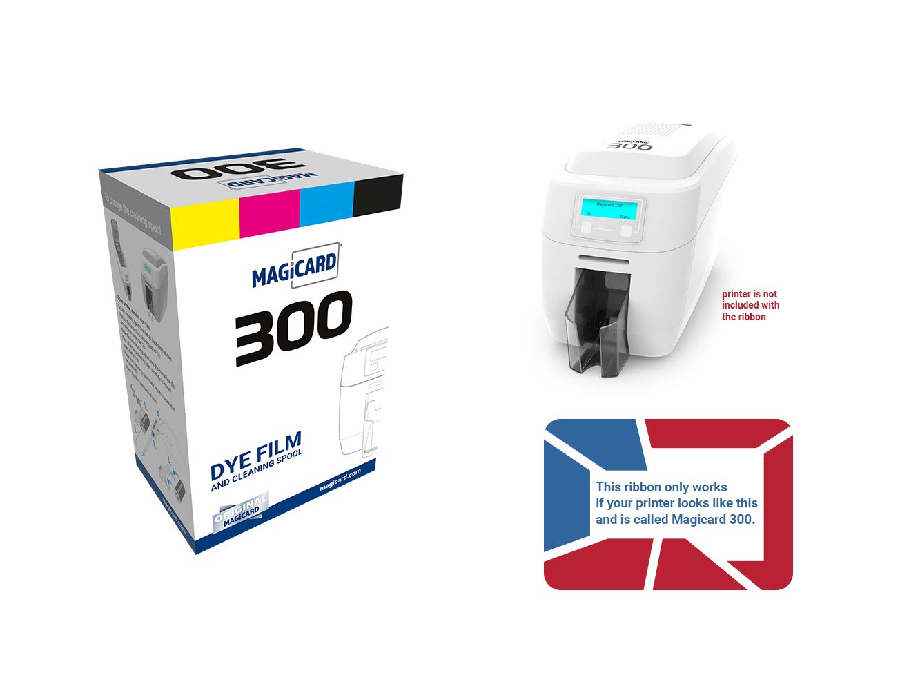 Bodno 2 x Magicard 300 Printer MC300YMCKO/2 Color Ribbon - YMCKO - 300 Prints Software Demo Card