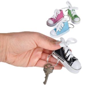 The Dreidel Company Sneaker Keychain, Cloth Material Shoe with Key Chain, Assorted Colors (3-Pack)