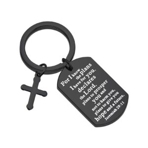 WSNANG Christian Gift Jeremiah 29:11 Keychain I Know The Plans I Have for You Keychain Religious Jewelry Christian Fans (black)