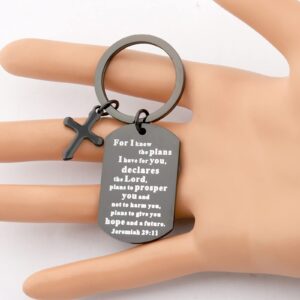 WSNANG Christian Gift Jeremiah 29:11 Keychain I Know The Plans I Have for You Keychain Religious Jewelry Christian Fans (black)