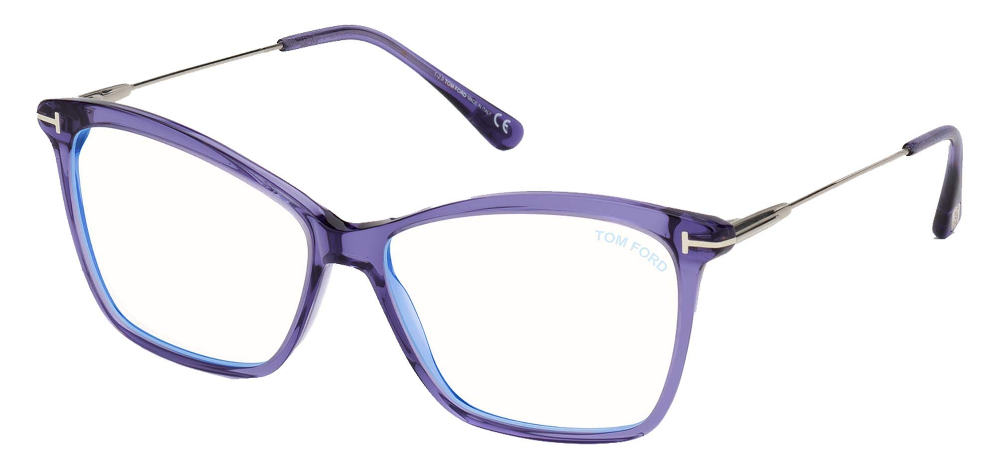 Tom Ford FT 5687-B BLUE BLOCK Transparent Shiny Violet 56/14/140 women Eyewear Frame