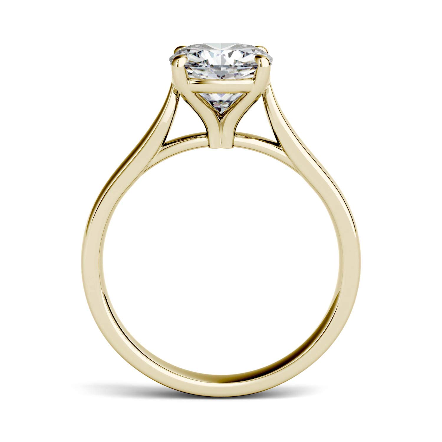 Charles & Colvard Created Moissanite 7.5mm Cushion Cut Solitaire Engagement Ring for Women | 2 cttw DEW | Lab Grown | Solid 14K Yellow Gold | Size 5.5