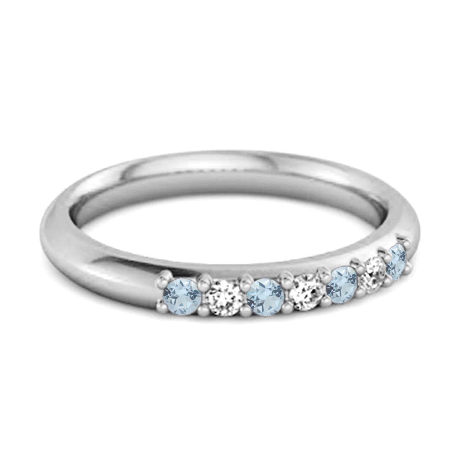 Shine Jewel Multi Choice Your Gemstone 0.40 Ctw Eternity Band 925 Sterling Silver Stackable Ring (5, Sky Blue Topaz)