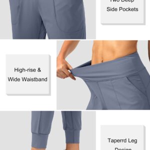 Soothfeel Women's Joggers with Zipper Pockets High Waisted Athletic Workout Yoga Pants Joggers for Women Regular (Dusty Blue, Small)