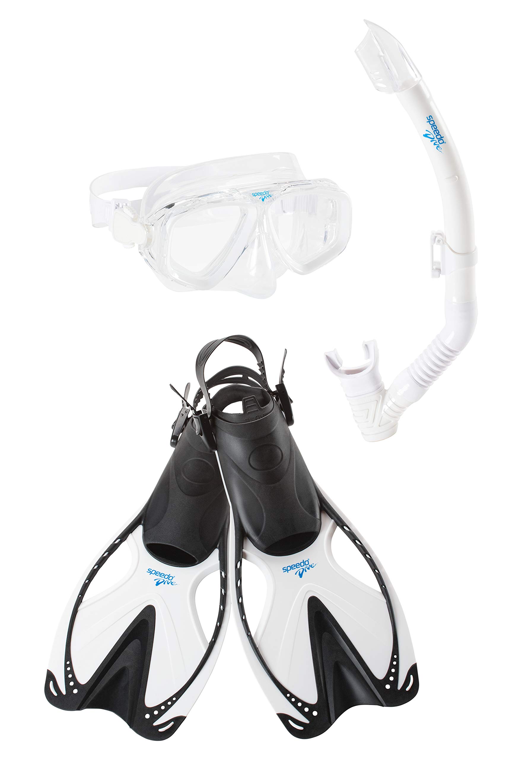 Speedo Unisex-Adult Swim Snorkel Dive Mask Anti-Fog with Nose Cover Adventure Series, MSF Black SIOC, Large/X-Large