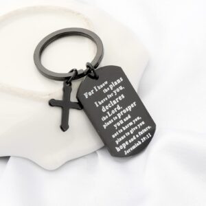 WSNANG Christian Gift Jeremiah 29:11 Keychain I Know The Plans I Have for You Keychain Religious Jewelry Christian Fans (black)