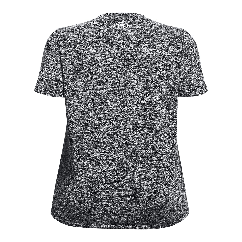 Under Armour Womens Tech Twist Short-Sleeve Crew T-Shirt, Black (001)/Metallic Silver, 1X