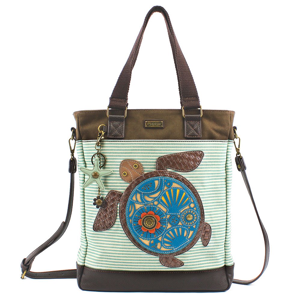 Chala Sea Turtle Work Tote Shoulder Bag and Turtle Zip Wallet- Turtle Lovers Gifts Set