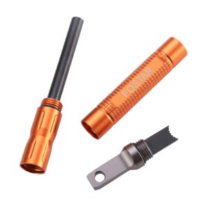 FOSTAR 2PCS Upgrade Ferro Rod Fire Starter，Replaceable Flint Fire Steel Rod, Great for Emergency Survival, Camping, Hiking, Bush-Craft, Hunting, Fishing, EDC, BBQ (Orange and Black)