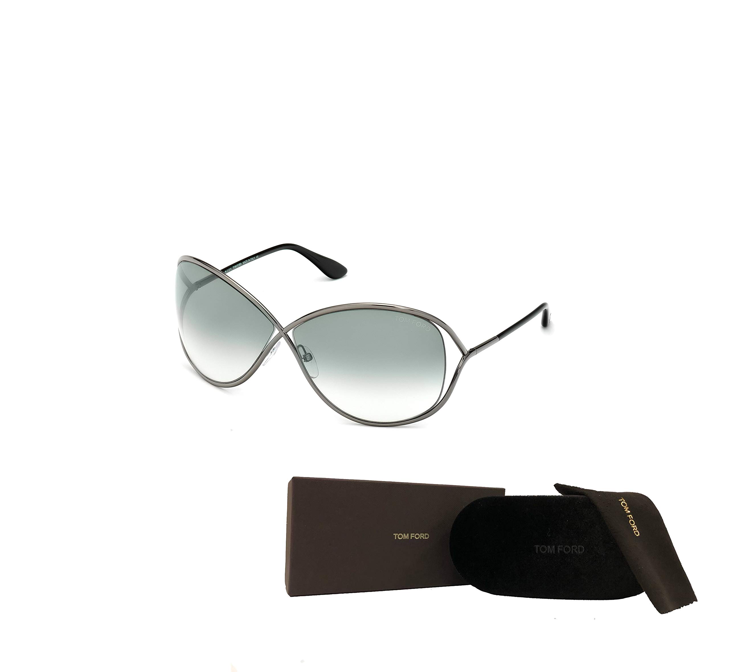 Tom Ford Miranda 08B 68M Shiny Gunmetal/Gradient Smoke Lenses Geometric Sunglasses for Women + BUNDLE with Designer iWear Eyewear Kit