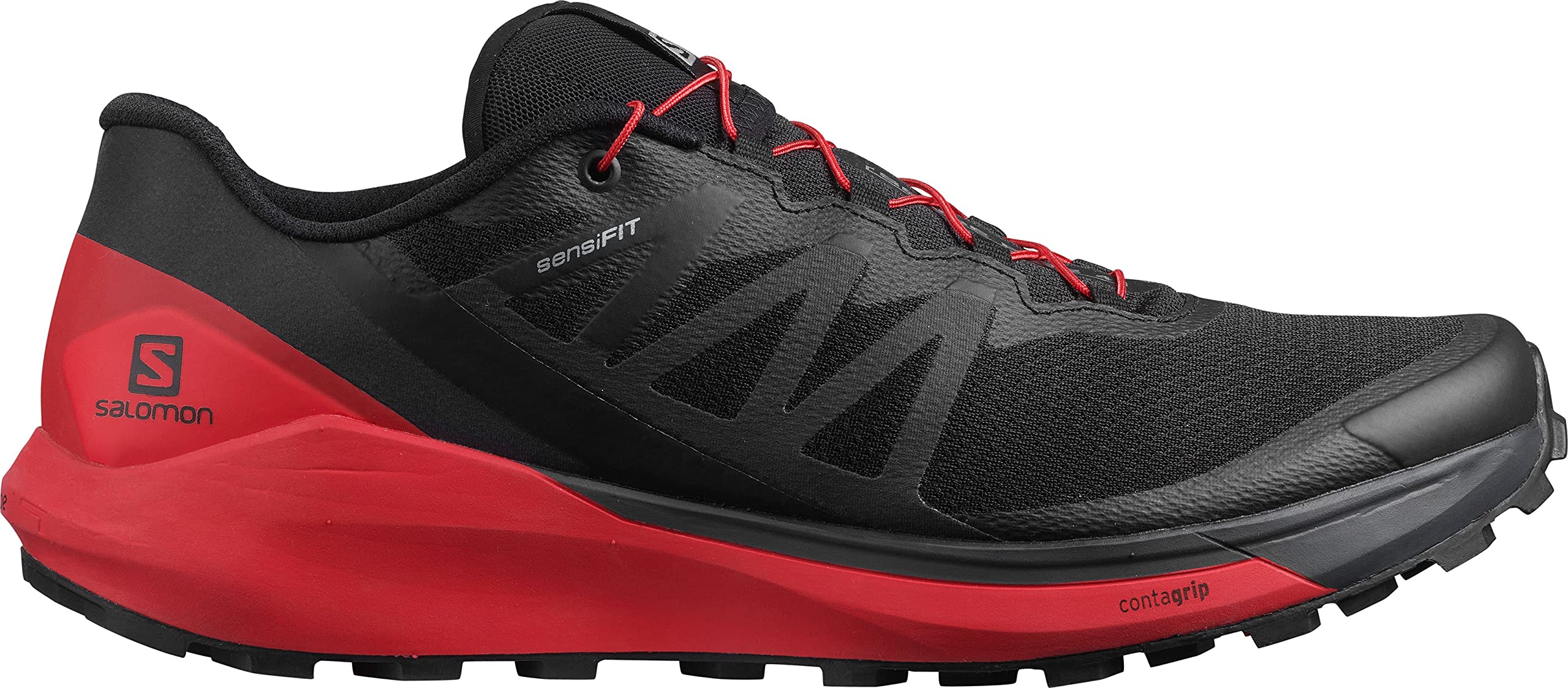 Salomon Sense Ride 4 Trail Running Shoes for Men, Black/Goji Berry/Phantom, 11.5