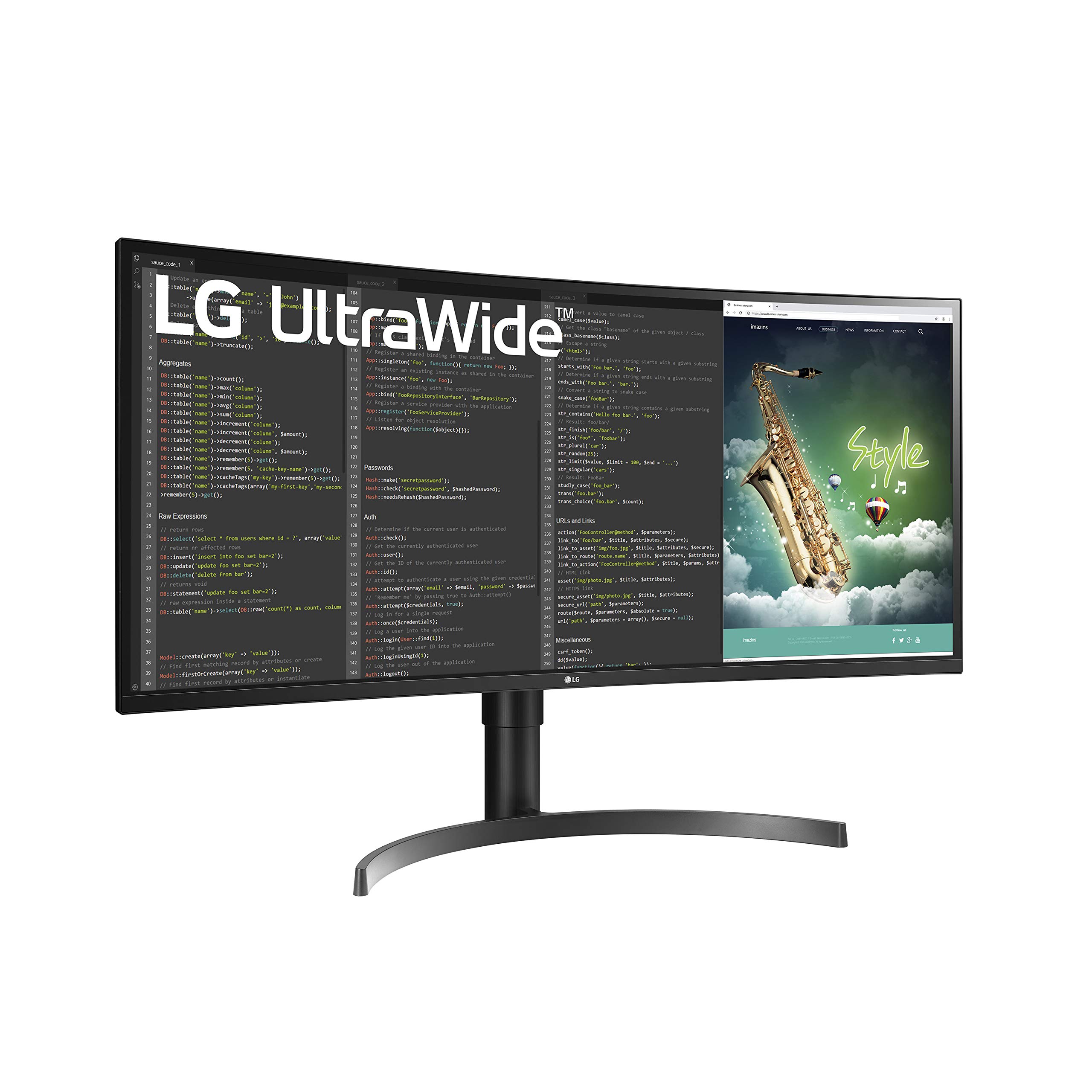 LG 35WN75C-B UltraWide Monitor 35” QHD (3440 x 1440) Curved Display, sRGB 99% Color Gamut, HDR 10, USB-Type C, AMD FreeSync, 3-Side Virtually Borderless Design - Black