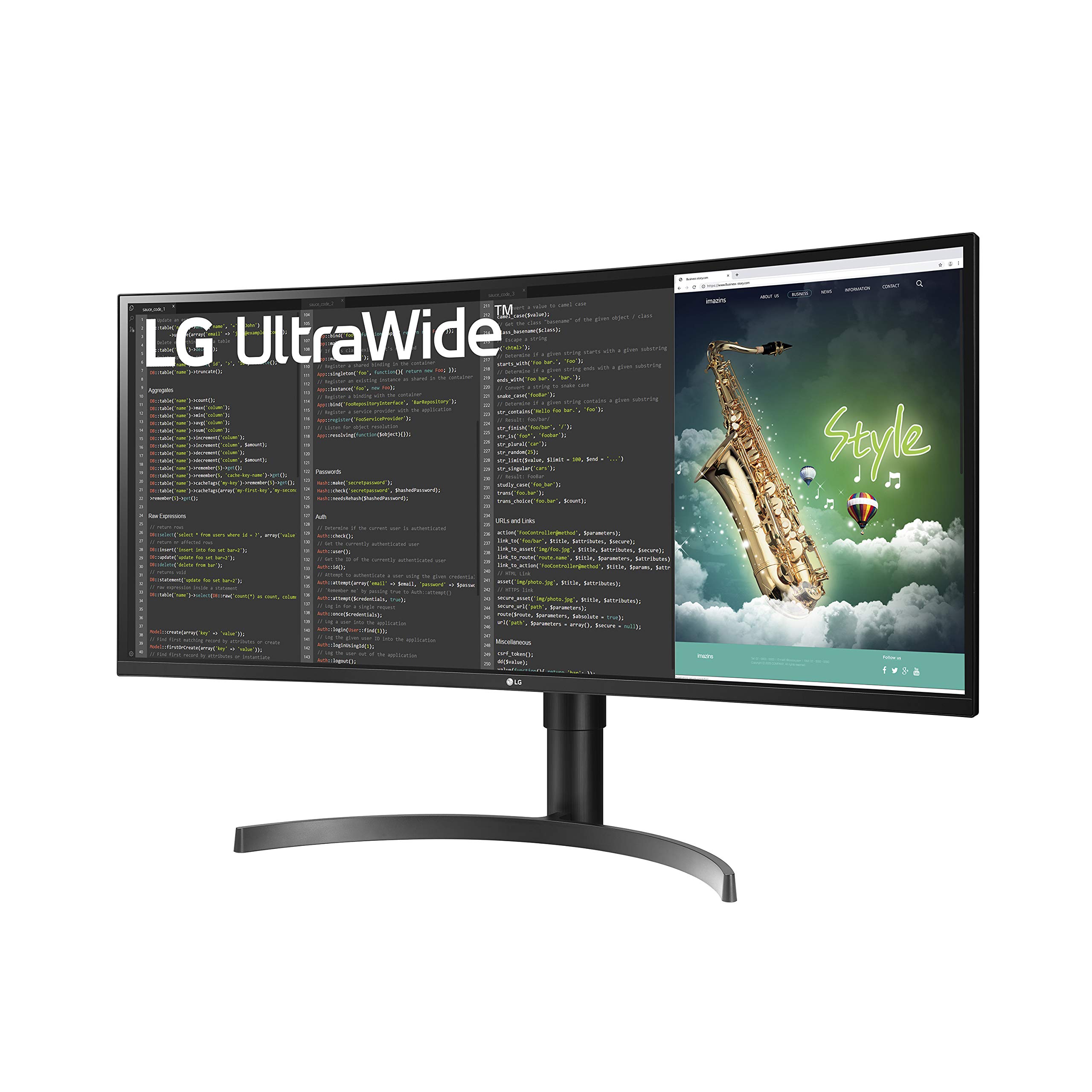 LG 35WN75C-B UltraWide Monitor 35” QHD (3440 x 1440) Curved Display, sRGB 99% Color Gamut, HDR 10, USB-Type C, AMD FreeSync, 3-Side Virtually Borderless Design - Black