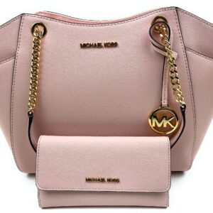 Michael Kors Jet Set Travel Large Chain Shoulder Tote bundled with Michael Kors Jet Set Travel Trifold Wallet (Powder Blush)