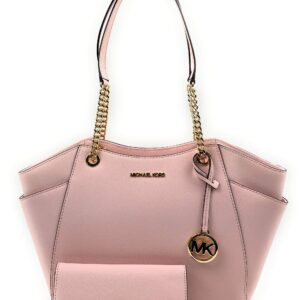 Michael Kors Jet Set Travel Large Chain Shoulder Tote bundled with Michael Kors Jet Set Travel Trifold Wallet (Powder Blush)