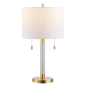 SAFAVIEH Lighting Collection Bixby Modern Contemporary Brass Metal Pull-Chain 27-inch Bedroom Living Room Home Office Desk Nightstand Table Lamp (LED Bulb Included)