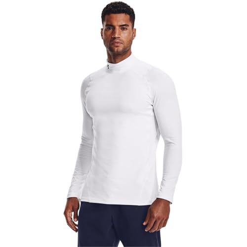 Under Armour Men's ColdGear Armour Fitted Mock, White (100)/Black, X-Large