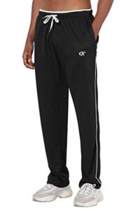 neiku men's lightweight sweatpants loose fit open bottom mesh athletic pants with zipper pockets black/white l