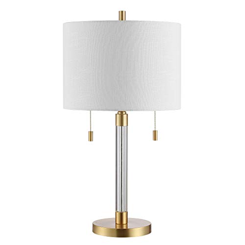 SAFAVIEH Lighting Collection Bixby Modern Contemporary Brass Metal Pull-Chain 27-inch Bedroom Living Room Home Office Desk Nightstand Table Lamp (LED Bulb Included)