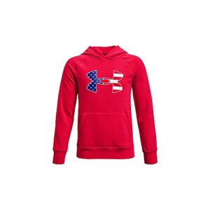 under armour boys freedom bfl rival hoodie, red (600)/white, youth x-large