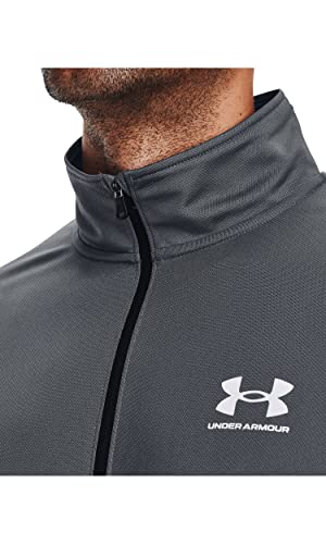 Under Armour Men's Pique Track Jacket, Pitch Gray (012)/White, Medium