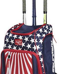 Rawlings | LEGION Backpack Equipment Bag | Baseball & Softball | Red/White/Blue