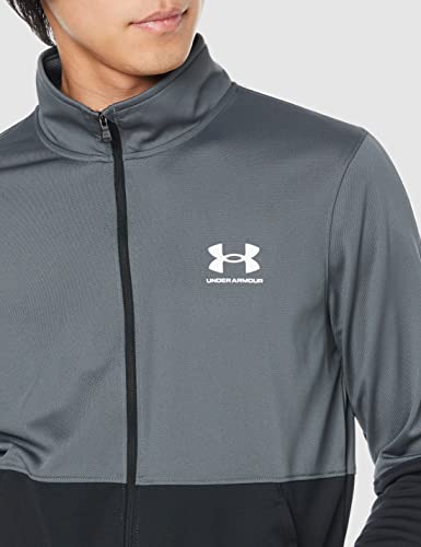 Under Armour Men's Pique Track Jacket, Pitch Gray (012)/White, Medium