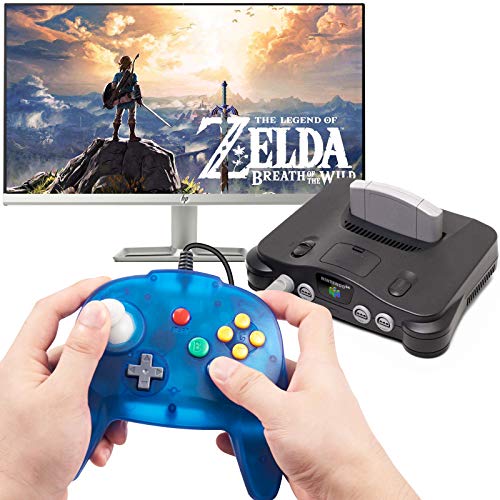 miadore 2 Pack Classic N64 Controller, Wired N64 Retro 64-bit Mini Gamepad Remote with Upgraded Japan Joystick for Ultra N64 Console Video Game System ( Blue/Green )