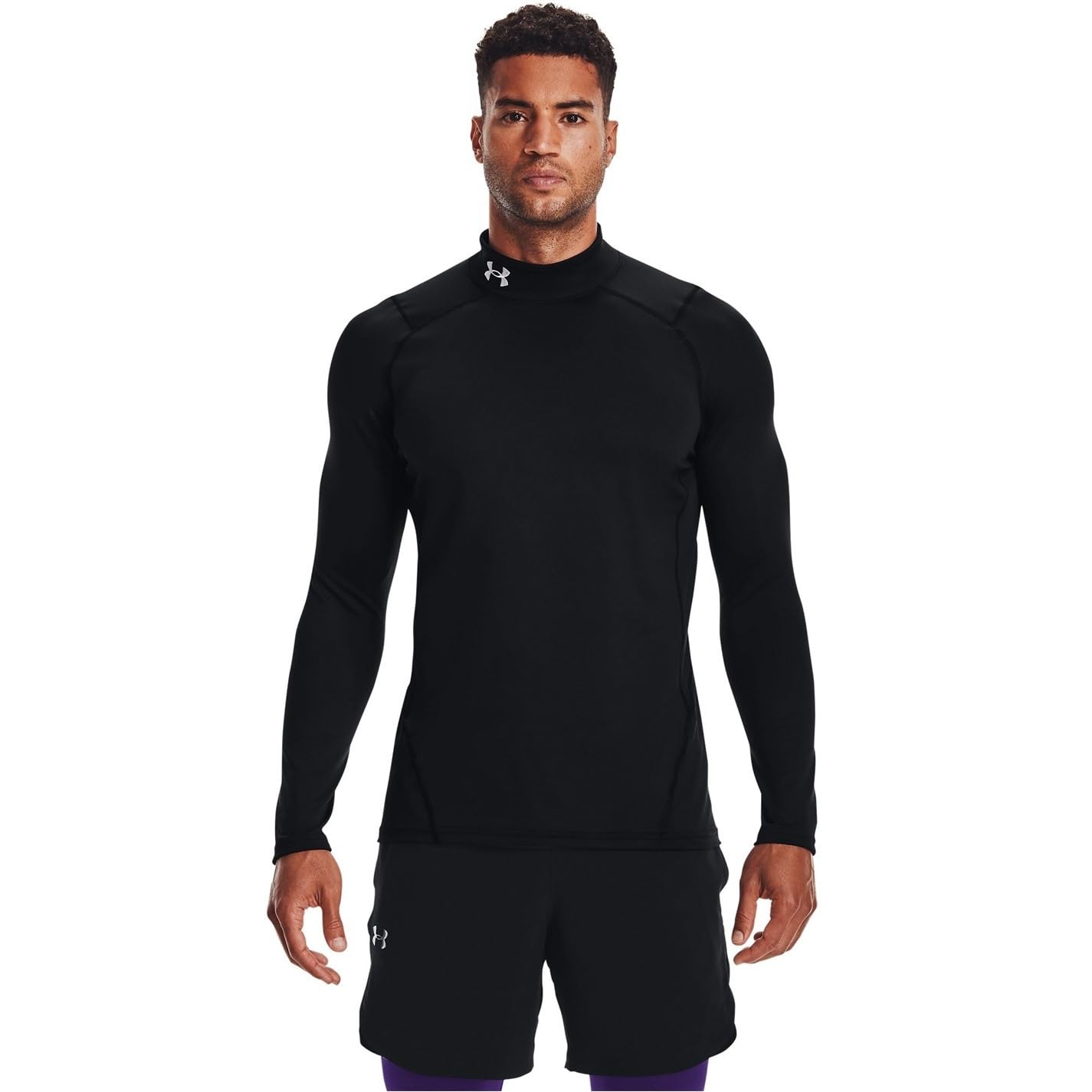 Under Armour Men's ColdGear Armour Fitted Mock, Black (001)/White, Large