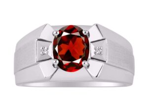 rylos classic oval garnet & diamond ring - january birthstone*