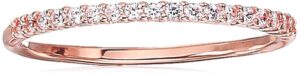 amazon essentials 14k rose gold over sterling silver cubic zirconia fashion band stackable ring, size 8 (previously amazon collection)