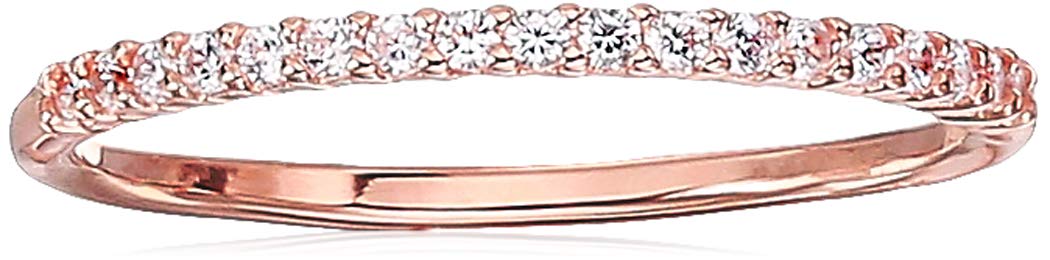 Amazon Essentials 14K Rose Gold Over Sterling Silver Cubic Zirconia Fashion Band Stackable Ring, Size 8 (previously Amazon Collection)