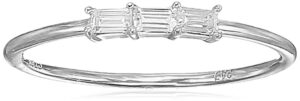 amazon essentials rhodium over sterling silver cubic zirconia three-stone stackable ring, size 7 (previously amazon collection)