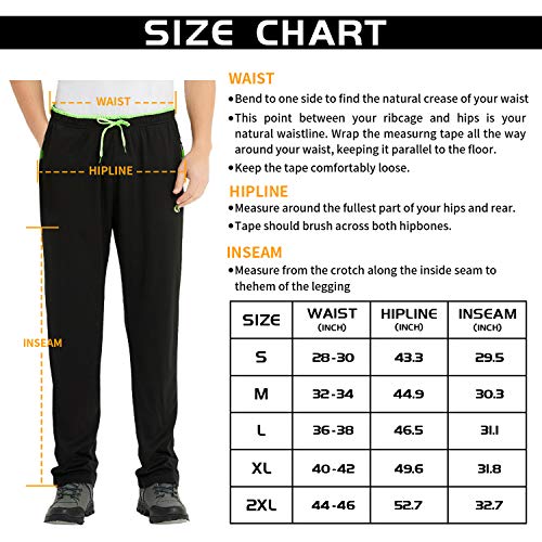 NEIKU Men's Lightweight Sweatpants Loose Fit Open Bottom Mesh Athletic Pants with Zipper Pockets Black/White L