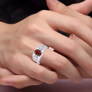 Rylos Classic Oval Garnet & Diamond Ring - January Birthstone*