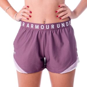 under armour women's play up trico shorts 3.0, ash plum (554)/white, x-small