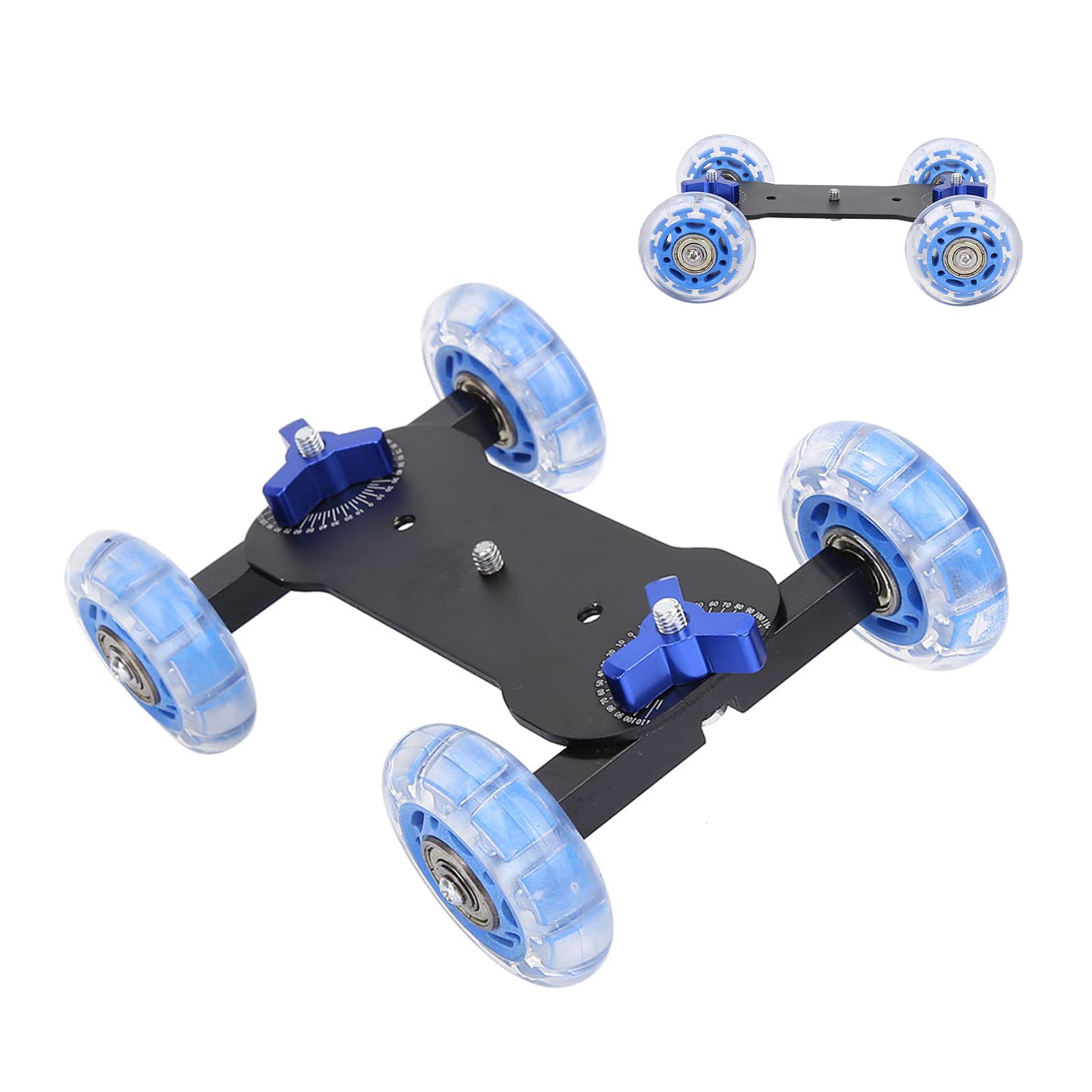 Mini Camera Dolly Roller, Camera Dolly Wheel for DSLR, Multifunctional Adjustable Desktop Camera Slider Car with 10KG Load & Precise Scale, for Video Camcorders, 1/4 Screws & Low Noise