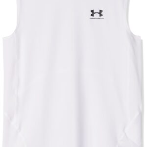 Under Armour Boys HeatGear Armour Sleeveless T-Shirt, White (100)/Black, Medium