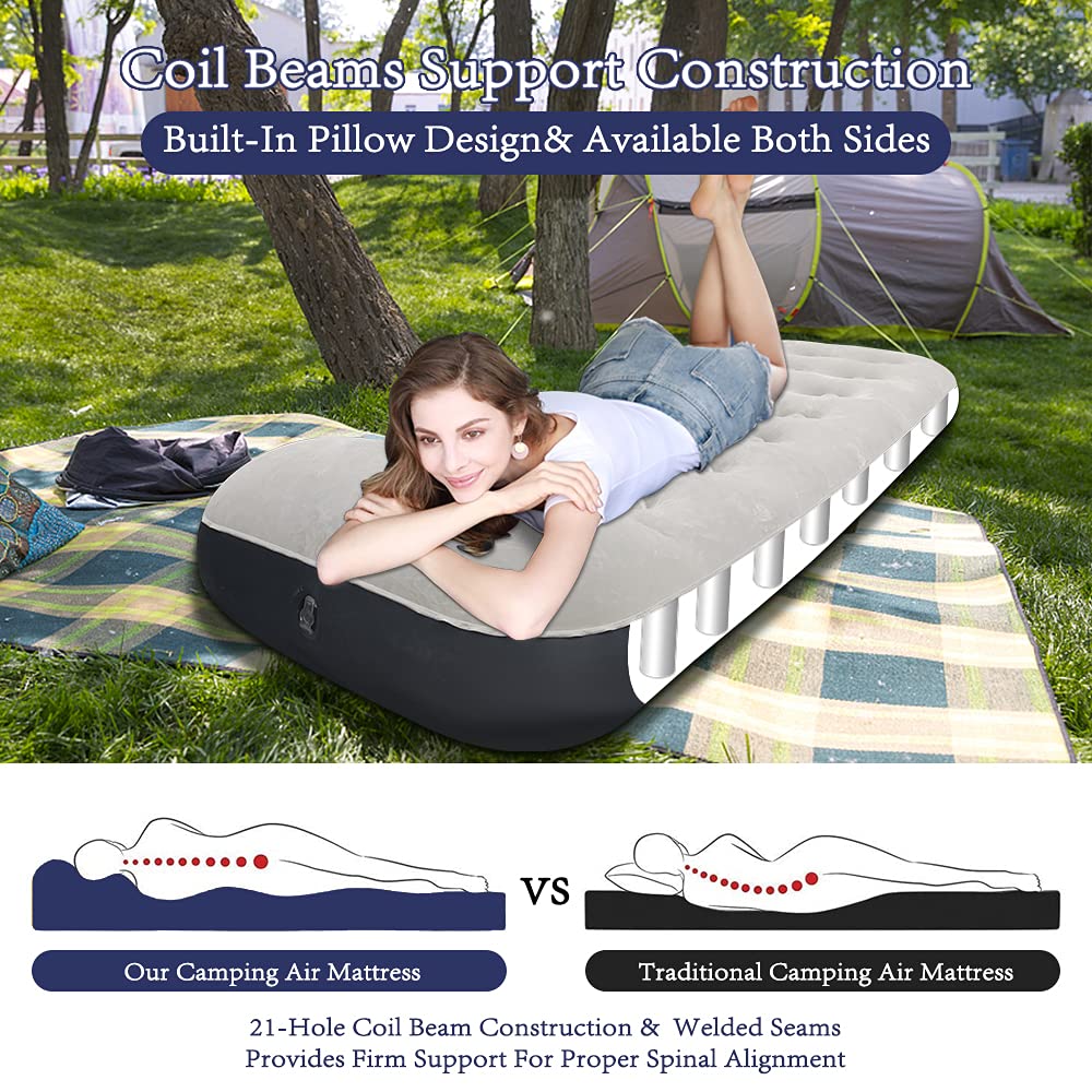 SAYGOGO Camping Air Mattress Travel Bed Sleeping Pad - Leak Proof Inflatable Mattress with Thickened Surface Built-in Pillow Air Bed for Home Camping SUV Truck RV Tent(Updated)