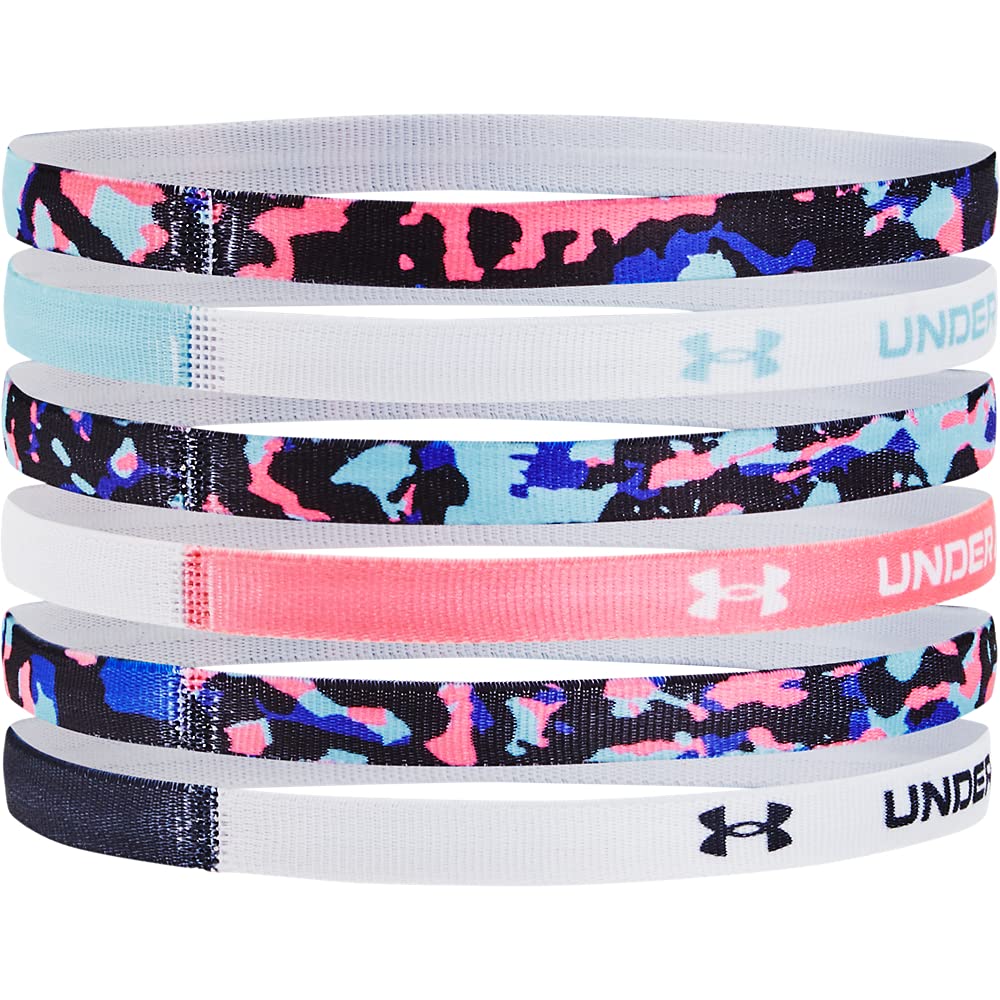 Under Armour Girls' Graphic Headbands 6-Pack, Sky Blue (914)/Black, One Size Fits All