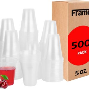 5 Oz Clear Plastic Cups by Framo, For Any Occasion, Disposable Transparent Ice Tea, Juice, Soda, and Coffee Glasses for Party, Picnic, BBQ, Travel, and Events (500 ct)